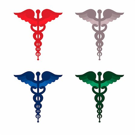 Color caduceus symbols, red, blue, grey and green Stock Photo - Budget Royalty-Free & Subscription, Code: 400-05905051