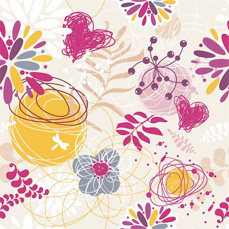 simsearch:400-05680306,k - abstract seamless floral retro background vector illustration Stock Photo - Budget Royalty-Free & Subscription, Code: 400-05905259