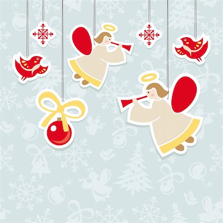 abstract christmas ornate cute card vector illustration Stock Photo - Budget Royalty-Free & Subscription, Code: 400-05905267