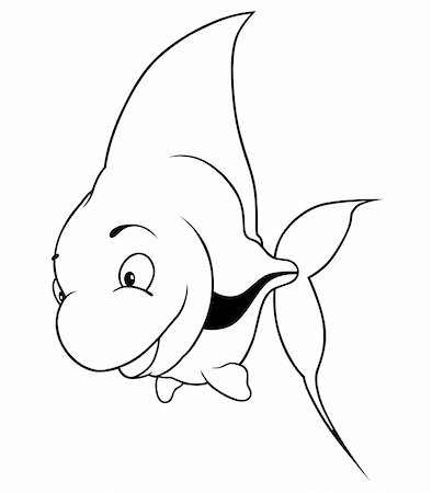 Scalar Fish - Black and white cartoon illustration, vector Stock Photo - Budget Royalty-Free & Subscription, Code: 400-05905303