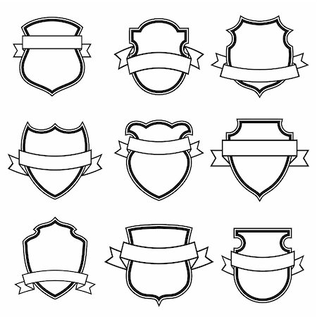 Vector shield with ribbon collection set isolated Stock Photo - Budget Royalty-Free & Subscription, Code: 400-05906256