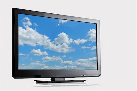 close up view of nice black tv on white back Stock Photo - Budget Royalty-Free & Subscription, Code: 400-05906457