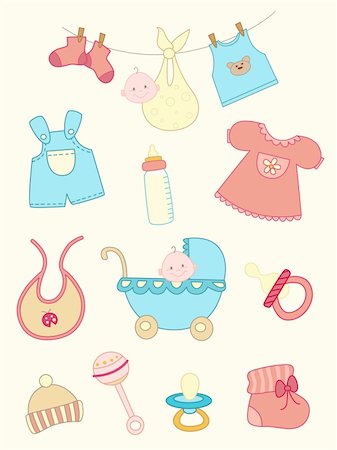 set of vector hand drawn baby icons Stock Photo - Budget Royalty-Free & Subscription, Code: 400-05906550