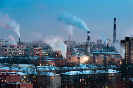 Pipes in industrial district make smoke, Saint-Petersburg, Russia Stock Photo - Budget Royalty-Free & Subscription, Code: 400-05907316