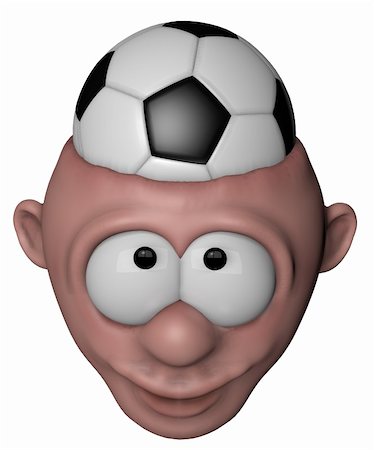 cartoon character with soccer ball in his head - 3d illustration Stock Photo - Budget Royalty-Free & Subscription, Code: 400-05907313