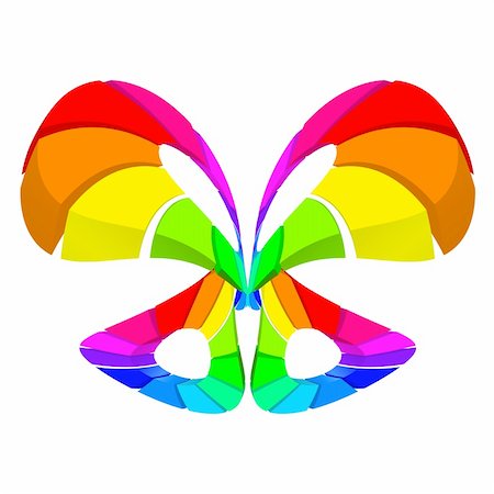 simsearch:400-06101053,k - Abstract colorful butterfly over white for design Photographie de stock - Aubaine LD & Abonnement, Code: 400-05907624