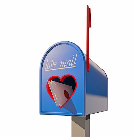 mailbox with heart-shape hole for love mail (3D concept) Stock Photo - Budget Royalty-Free & Subscription, Code: 400-05907834