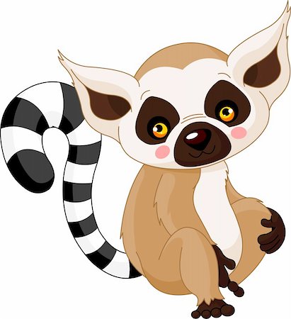 simsearch:400-05888197,k - Fun zoo. Illustration of cute Lemur Stock Photo - Budget Royalty-Free & Subscription, Code: 400-05908109