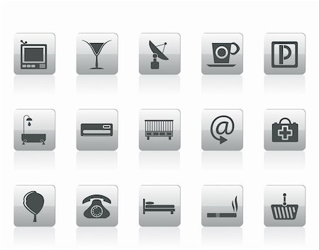 Hotel and motel icons  - Vector icon Set Stock Photo - Budget Royalty-Free & Subscription, Code: 400-05908360