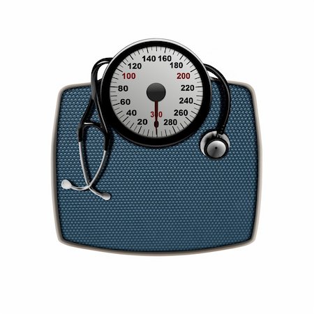 simsearch:400-04647880,k - stethoscope on a weight scales over white Stock Photo - Budget Royalty-Free & Subscription, Code: 400-05909024