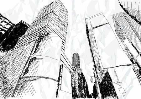 pollution illustration - Hand drawn cityscape on white background Stock Photo - Budget Royalty-Free & Subscription, Code: 400-05909778