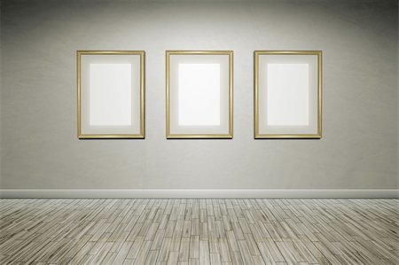A grunge wall with golden frames for your content Stock Photo - Budget Royalty-Free & Subscription, Code: 400-05909789
