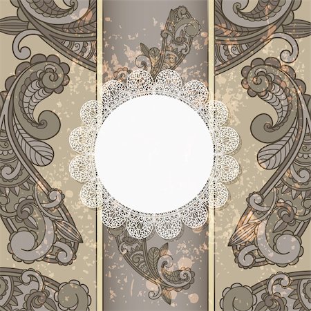 round flower designs - vector menu with paisley pattern and napkin for your text on  grungy background Stock Photo - Budget Royalty-Free & Subscription, Code: 400-05909807