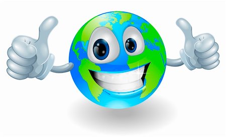 environment cartoons colored - Illustration of a smiling happy globe world character giving a double thumbs up Stock Photo - Budget Royalty-Free & Subscription, Code: 400-05909871