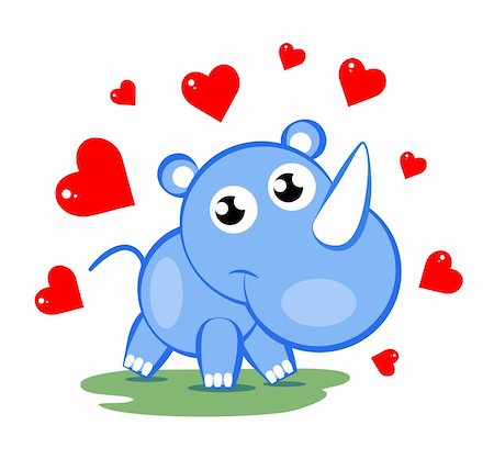 red dwarf - illustration of cute blue rhinoceros with red hearts Stock Photo - Budget Royalty-Free & Subscription, Code: 400-05900385