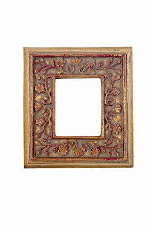 simsearch:400-06860484,k - Antique picture frame, square, gold/yellow color. Stock Photo - Budget Royalty-Free & Subscription, Code: 400-05901583