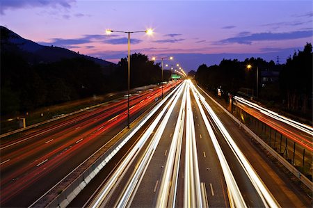 red trail - traffic on highway at night Stock Photo - Budget Royalty-Free & Subscription, Code: 400-05901622