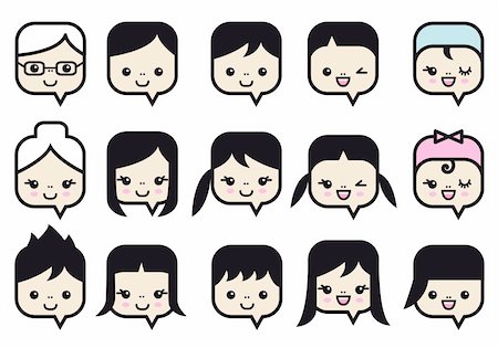 drawing girl face - various women and men, vector people icon set Foto de stock - Super Valor sin royalties y Suscripción, Código: 400-05901700