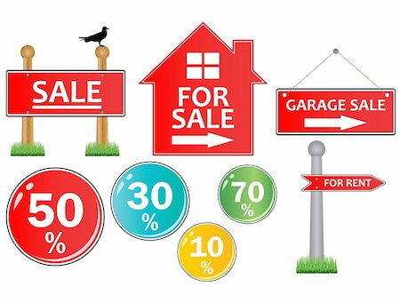 simsearch:400-04617746,k - Vector of For sale signs on white Stock Photo - Budget Royalty-Free & Subscription, Code: 400-05901876