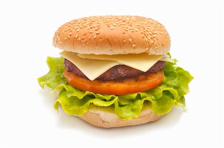 special burger with cheese, tomato, lettuce, meat, eggs, bacon and mustard sauce and tomato Stock Photo - Budget Royalty-Free & Subscription, Code: 400-05902103