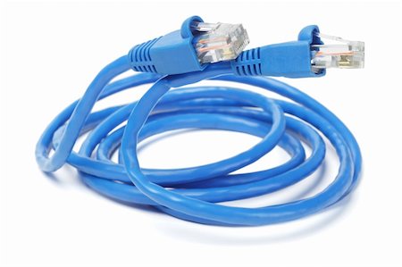 Close Up of Blue Network Cable and Plugs on White Background Foto de stock - Super Valor sin royalties y Suscripción, Código: 400-05902421