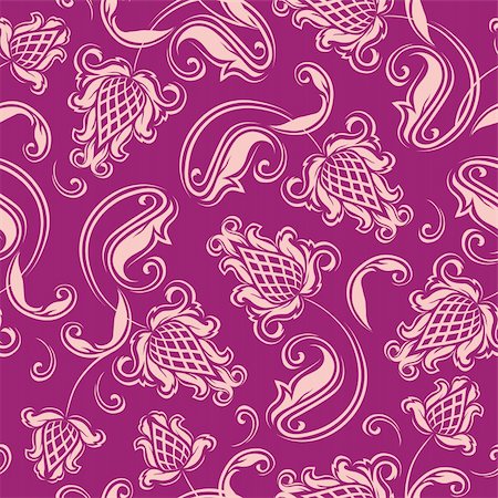 simsearch:400-05888512,k - Seamless floral pattern. Beige flowers on a purple background. Stock Photo - Budget Royalty-Free & Subscription, Code: 400-05902574