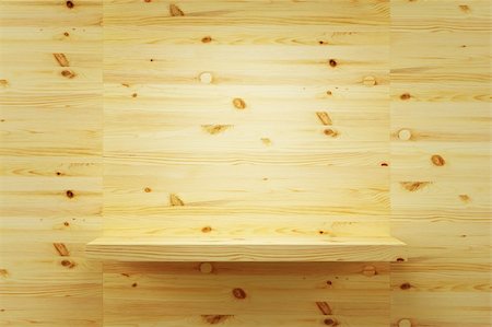 empty wood shelf on wall, 3d render Stock Photo - Budget Royalty-Free & Subscription, Code: 400-05902967