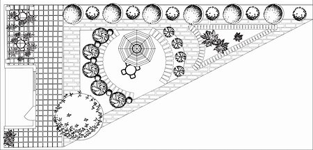 Plan of garden with symbols of tree Stock Photo - Budget Royalty-Free & Subscription, Code: 400-05903042