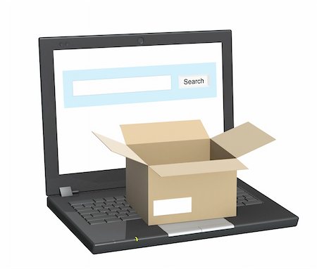 simsearch:400-05735817,k - Laptop and open box. Objects isolated over white Stock Photo - Budget Royalty-Free & Subscription, Code: 400-05903249