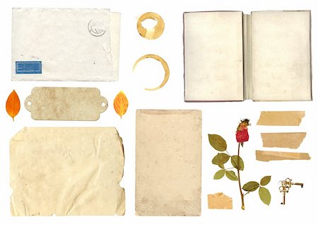 scrapbook card vintage - Collection elements for scrapbooking. Objects isolated over white Stock Photo - Budget Royalty-Free & Subscription, Code: 400-05903271