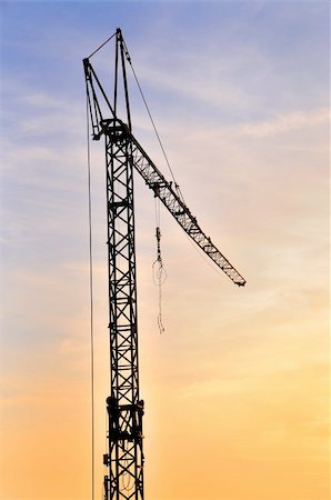 sevaljevic (artist) - Crane at dusk, end of working day Stock Photo - Budget Royalty-Free & Subscription, Code: 400-05903667