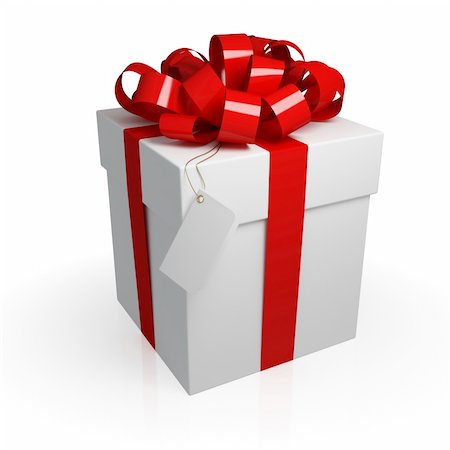 simsearch:400-04304378,k - White gift box with a red ribbon. Isolated on white background. 3d rendered. Photographie de stock - Aubaine LD & Abonnement, Code: 400-05915418