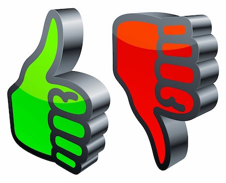 Three-dimensional thumbs up and down symbols. Stock Photo - Budget Royalty-Free & Subscription, Code: 400-05915498