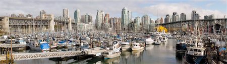 Vancouver BC Canada City Skyline with Burrard and Granville Bridges from Granville Island Panorama Stock Photo - Budget Royalty-Free & Subscription, Code: 400-05916703