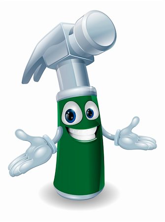 A cute hammer cartoon character mascot illustration Stock Photo - Budget Royalty-Free & Subscription, Code: 400-05916890