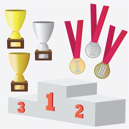 simsearch:400-05733730,k - Set of awards and prizes for sport competitions. Also available as a Vector in Adobe illustrator EPS 8 format, compressed in a zip file. Stock Photo - Budget Royalty-Free & Subscription, Code: 400-05917061