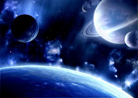 simsearch:400-04296185,k - A beautiful space scene with planets and nebula Stock Photo - Budget Royalty-Free & Subscription, Code: 400-05917162