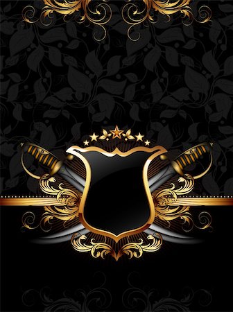 ornate frame with sabers, this illustration may be useful as designer work Stock Photo - Budget Royalty-Free & Subscription, Code: 400-05917197