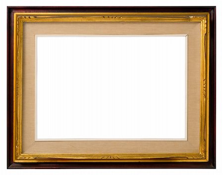Antique triple frame: wood, gilded wood and canvas, italian style,  isolated on white background - include clipping path. Stock Photo - Budget Royalty-Free & Subscription, Code: 400-05918472