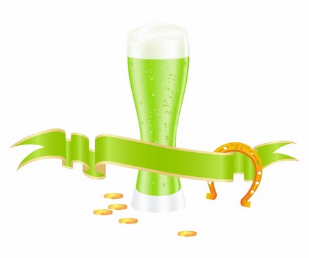 Green beer with shamrock for st. patrick's day. Vector illustration. Photographie de stock - Aubaine LD & Abonnement, Code: 400-05919790