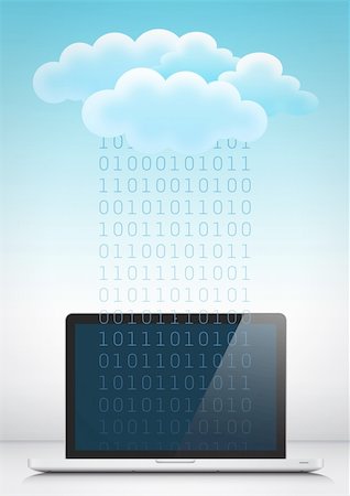 Cloud computing technology, a cloud with data wireless informations who go to computer Stock Photo - Budget Royalty-Free & Subscription, Code: 400-05919885