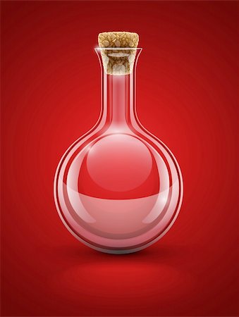 empty glass chemical flask with cork vector illustration EPS10. Transparent objects used for shadows and lights drawing Stock Photo - Budget Royalty-Free & Subscription, Code: 400-05910715