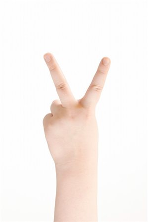 simsearch:400-04586134,k - Victory sign shown by childs hand - on white background Stock Photo - Budget Royalty-Free & Subscription, Code: 400-05911036