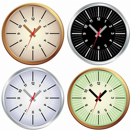 simsearch:400-07977470,k - Set of metal clock. Vector office time illustration. Element for design isolated on white background. Stock Photo - Budget Royalty-Free & Subscription, Code: 400-05911165