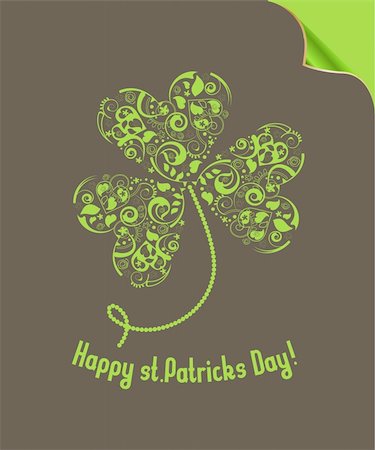 simsearch:400-05693036,k - Happy st. Patricks Day background with green  decorative trefoil  Background, festive, celebration, holidays, green, trefoil, heart, decorative, o Stock Photo - Budget Royalty-Free & Subscription, Code: 400-05911865