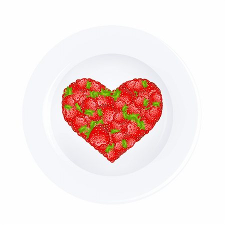 simsearch:400-05891431,k - Heart From Strawberry On Plate, Isolated On White Background, Vector Illustration Stock Photo - Budget Royalty-Free & Subscription, Code: 400-05913636