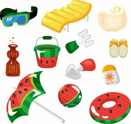 simsearch:400-05681063,k - Vector illustration of beach accessories on a white background Stock Photo - Budget Royalty-Free & Subscription, Code: 400-05913663
