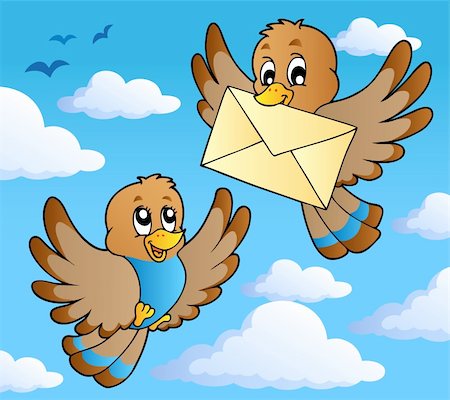 draw happy clouds - Bird theme image 2 - vector illustration. Stock Photo - Budget Royalty-Free & Subscription, Code: 400-05913682