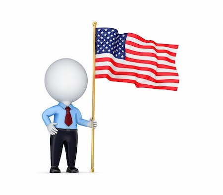 simsearch:400-06086537,k - 3d small person with american flag in a hand.Isolated on white background. Stock Photo - Budget Royalty-Free & Subscription, Code: 400-05913803