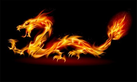 evil red fire - Dragon. Abstract fiery Illustration on black background for design Stock Photo - Budget Royalty-Free & Subscription, Code: 400-05913855